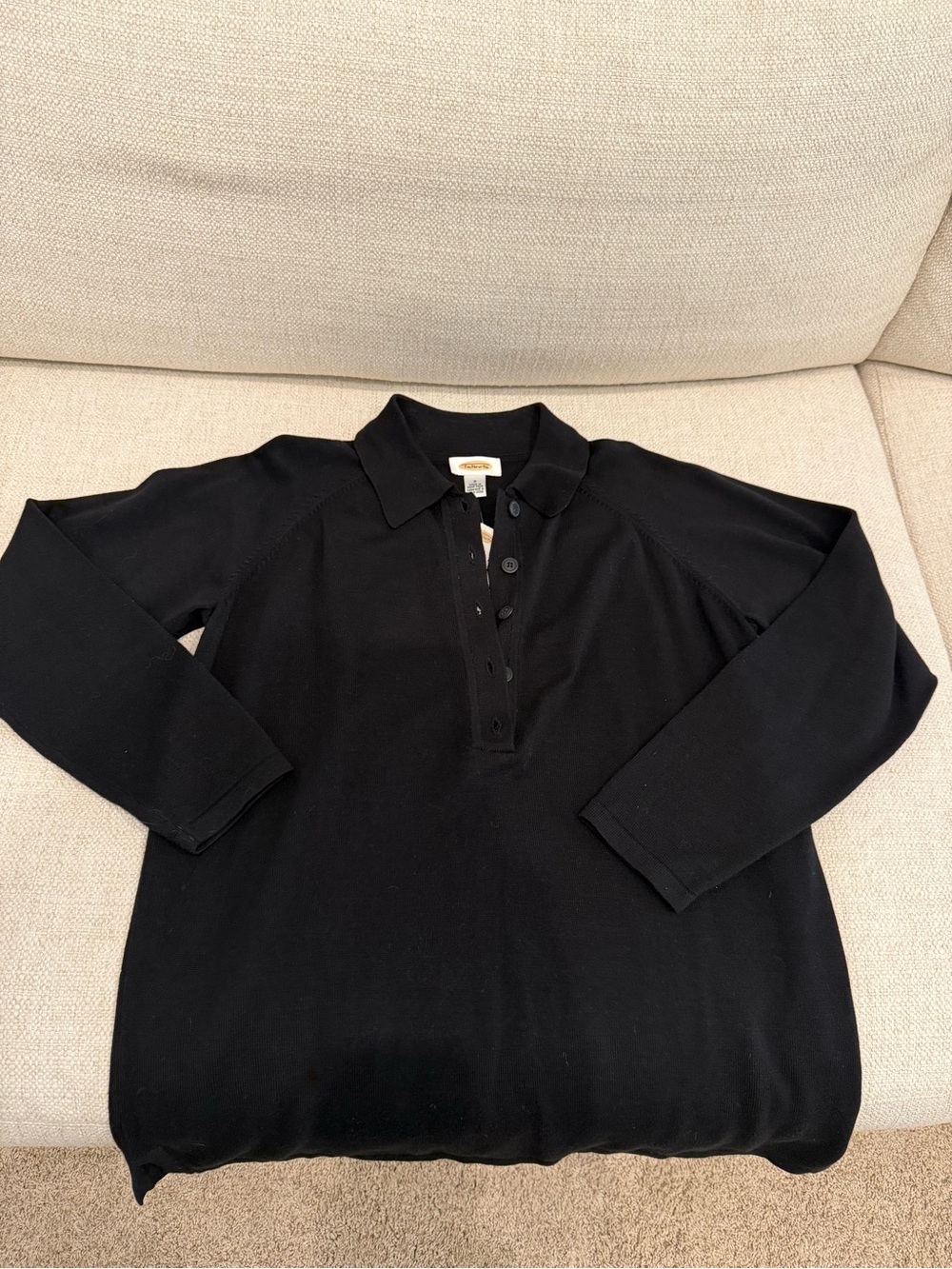 Talbots Black V-Neck Polo Sweater